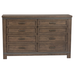Pemberly Row Thornwood Hills 8 Drawer Dresser in Dark Gray Wood