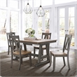 Pemberly Row Lindsey Farm Trestle Table Set in Gray and Sandstone