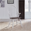 Pemberly Row White Windsor Back Arm Chair with Heavy Distressing