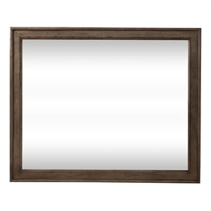 Pemberly Row Landscape Mirror with Picture Frame Trim in Dusty Taupe