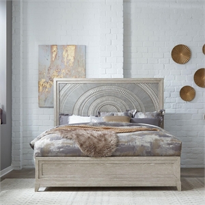Pemberly Row King California Upholstered Bed with Rolled Top in Washed Taupe