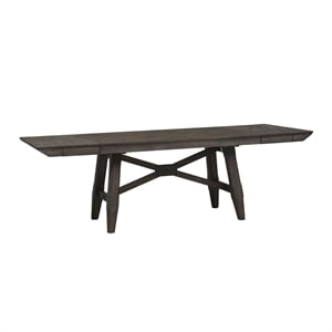 Pemberly Row Dark Brown 6 Piece Trestle Table Set with X Base Accent