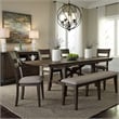 Pemberly Row Dark Brown 6 Piece Trestle Table Set with X Base Accent