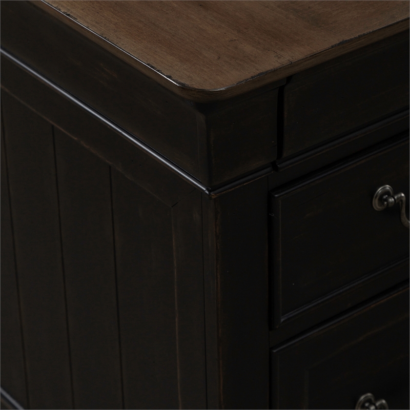 Pemberly Row Jr Executive Desk with Keyboard Tray in Aged Charcoal