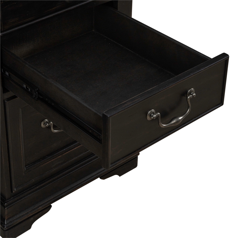Pemberly Row Jr Executive Desk with Keyboard Tray in Aged Charcoal
