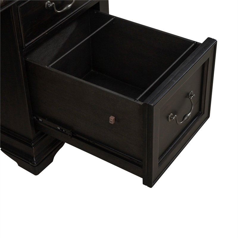 Pemberly Row Jr Executive Desk with Keyboard Tray in Aged Charcoal