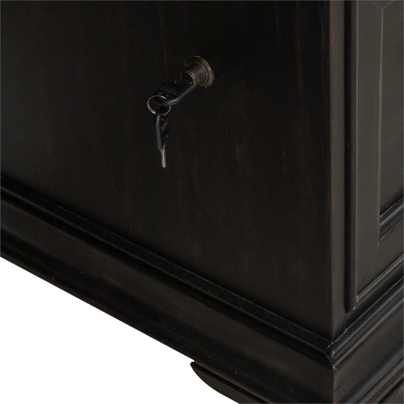 Pemberly Row Jr Executive Desk with Keyboard Tray in Aged Charcoal