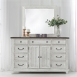 Pemberly Row 9 Drawer Dresser and Mirror with Cedar Lining in Riverstone White