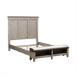 Pemberly Row Queen Storage Bed with Crown Detail in Weathered Linen
