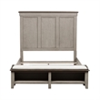 Pemberly Row Queen Storage Bed with Crown Detail in Weathered Linen