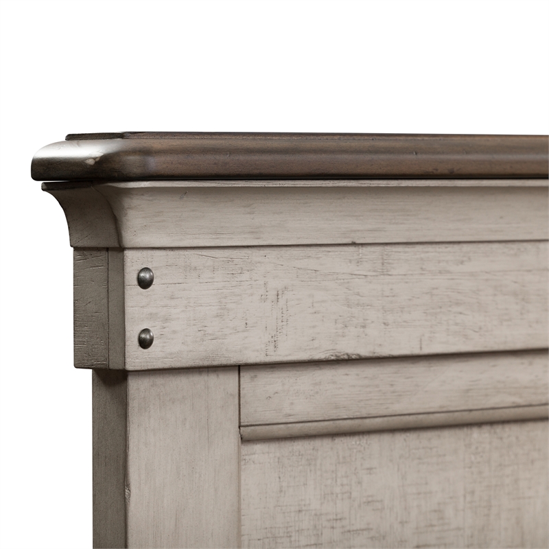 Pemberly Row Queen Storage Bed with Crown Detail in Weathered Linen