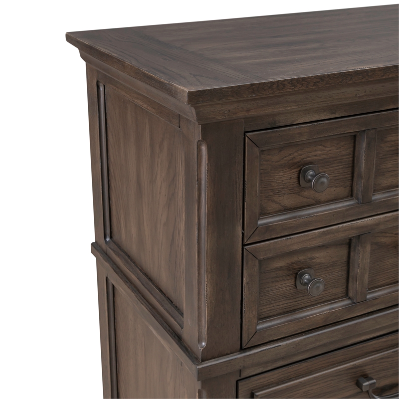 Pemberly Row 10 Drawer Chesser with Cedar Lined Drawers in Saddle Brown