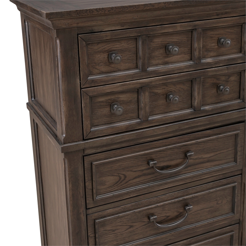 Pemberly Row 10 Drawer Chesser with Cedar Lined Drawers in Saddle Brown