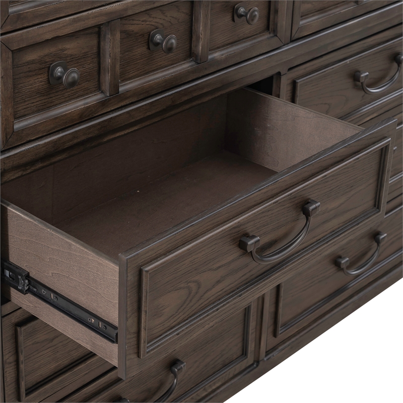 Pemberly Row 10 Drawer Chesser with Cedar Lined Drawers in Saddle Brown