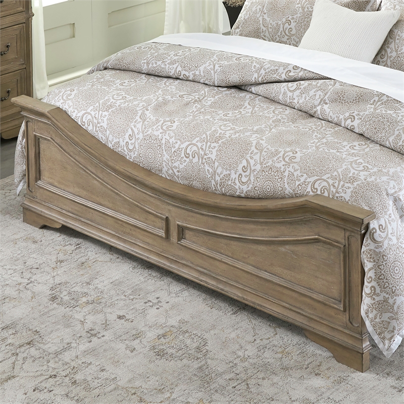 Pemberly Row King Upholstered Bed with Tufted Tweed in Weathered Bisque