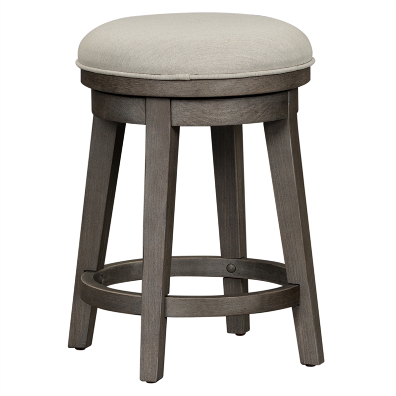 Pemberly Row Dark Gray Console Swivel Stool with Nylon Chair Glides