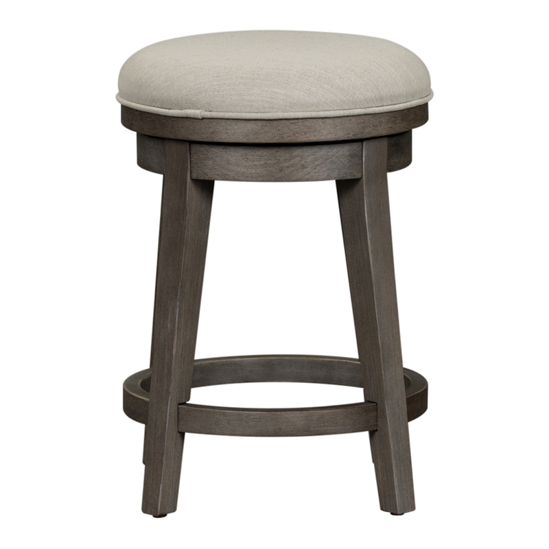 Pemberly Row Dark Gray Console Swivel Stool with Nylon Chair Glides