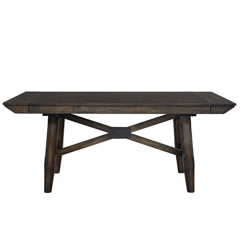 Pemberly Row 7-Piece Trestle Table Set with Dark Chestnut Finish