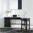 Pemberly Row Black L-Shaped Desk Set with Charging Station and Hutch