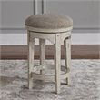 Pemberly Row Console Swivel Stool with Chenille in Antique White Finish
