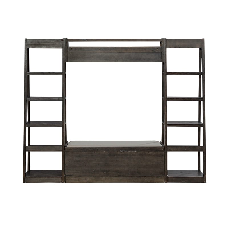 Pemberly Row Transitional Wood Wall Unit in Espresso with Storage