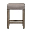 Pemberly Row Light Brown Upholstered Console Stool with Saw Mark Distressing