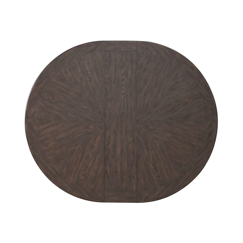 Pemberly Row 5 Piece Pedestal Table Set with Upholstered Chairs in Brown