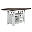 Pemberly Row White Gathering Table with Heavy Distressing and Adj Shelves