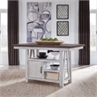 Pemberly Row White Gathering Table with Heavy Distressing and Adj Shelves