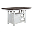 Pemberly Row White Gathering Table with Heavy Distressing and Adj Shelves