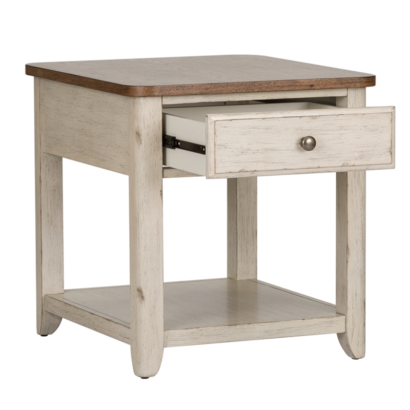 Pemberly Row 3-Piece Cottage Style Set in Antique White & Chestnut Finish