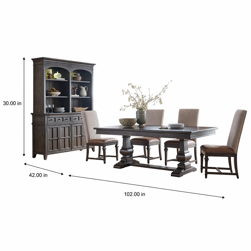 Pemberly Row 5 Piece Trestle Table Set with Upholstered Side Chairs