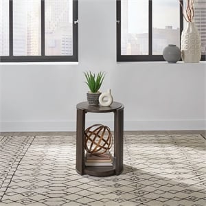 Pemberly Row Chairside Table with Reeded End Panels in Coffee Bean