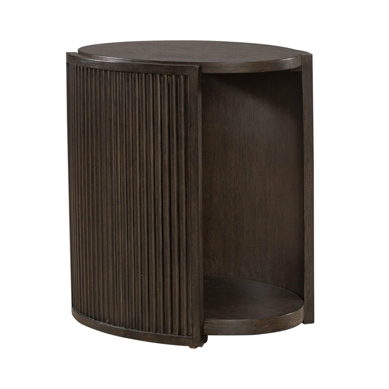 Pemberly Row Chairside Table with Reeded End Panels in Coffee Bean