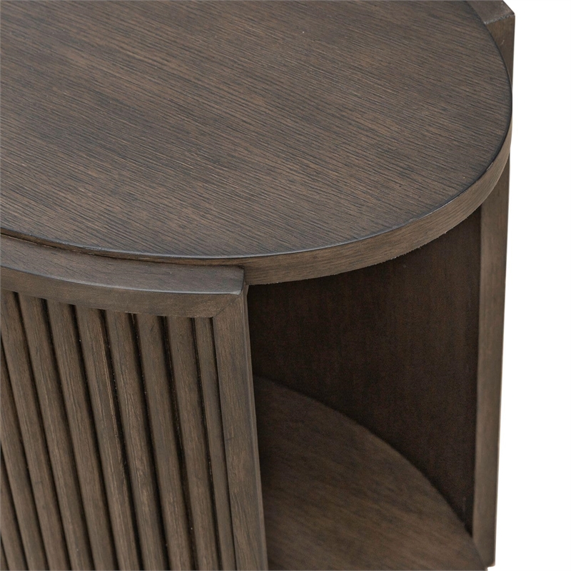 Pemberly Row Chairside Table with Reeded End Panels in Coffee Bean