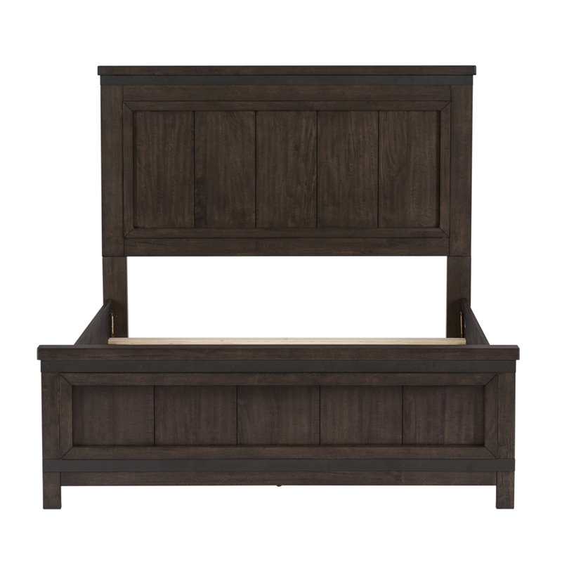 Pemberly Row Full Panel Bed in Dark Gray Wood