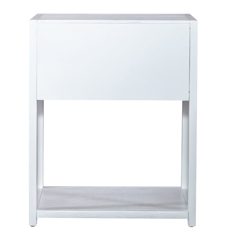 Pemberly Row 1-Shelf 1-Drawer End Table in Wirebrushed White with Acacia