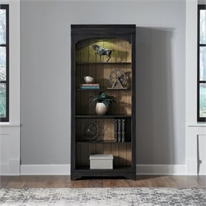 Pemberly Row Bunching Bookcase with Touch LED Lighting in Aged Charcoal