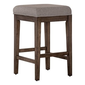 Pemberly Row Upholstered Console Stool in Weathered Stone with Linen