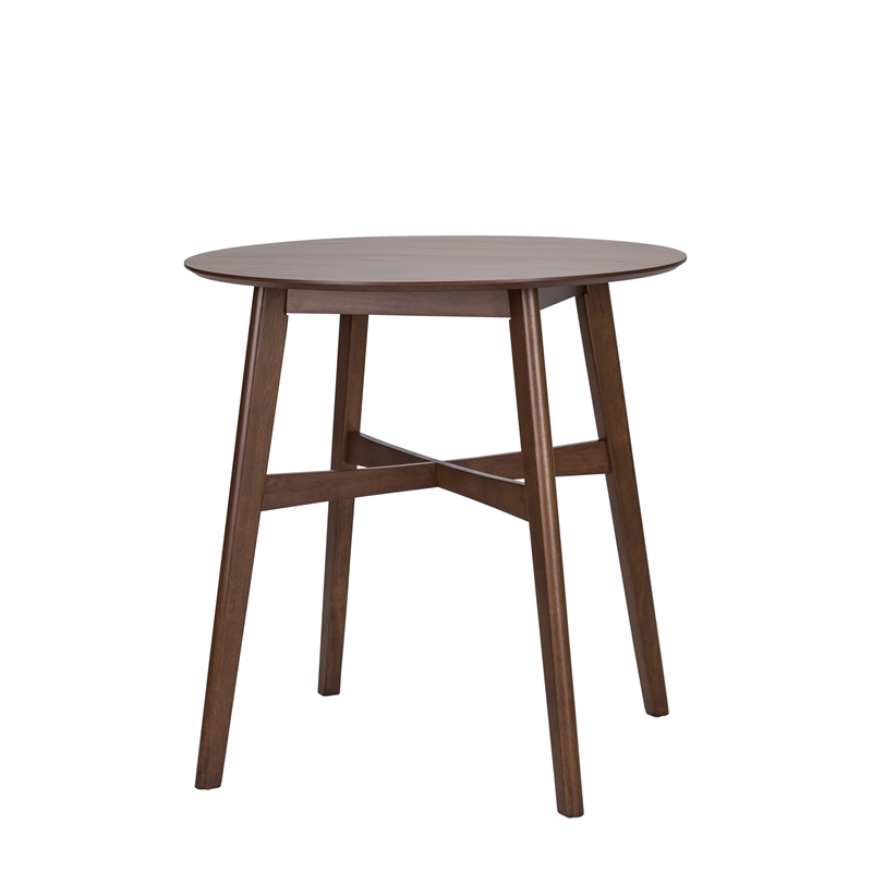 Pemberly Row Space Saver Round Gathering Table in Satin Walnut Finish