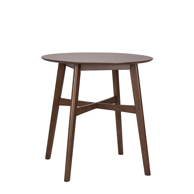 Pemberly Row Space Saver Round Gathering Table in Satin Walnut Finish