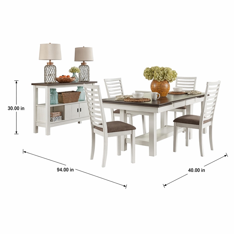 Pemberly Row 5 Piece Trestle Table Set with Refectory Leaves in White
