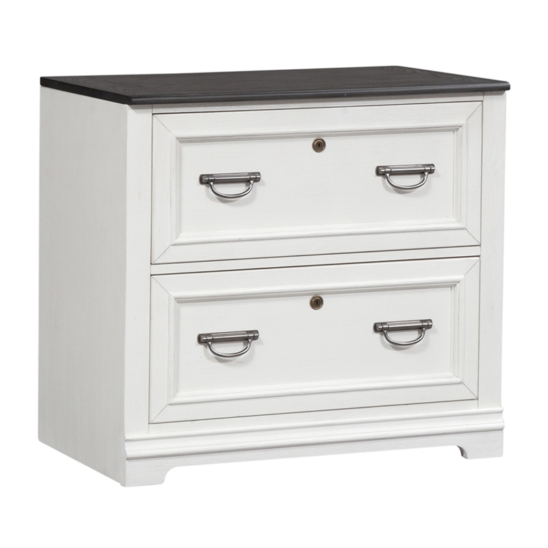 Pemberly Row White Bunching Lateral File Cabinet with Bead Molding