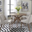 Pemberly Row Round Pedestal Dining Table in Brown with Tapered Legs