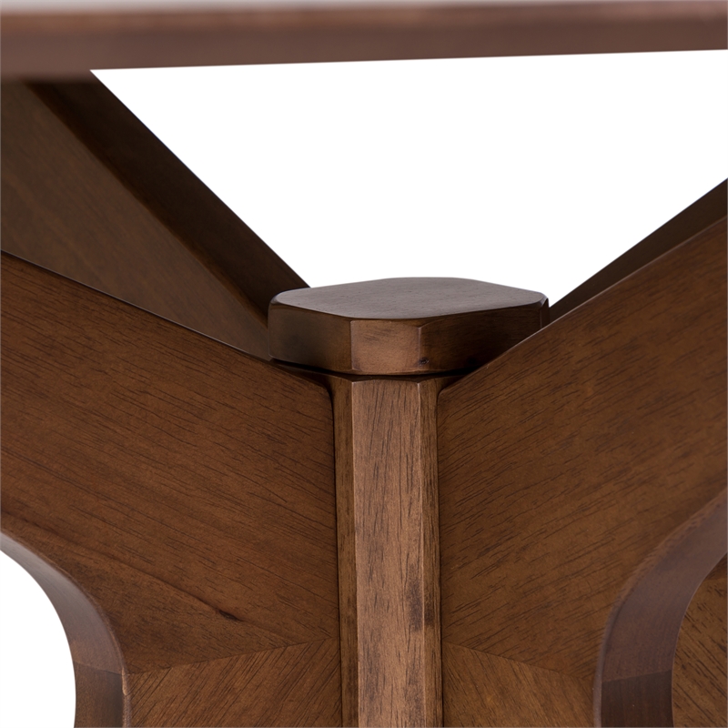 Pemberly Row Round Pedestal Dining Table in Brown with Tapered Legs