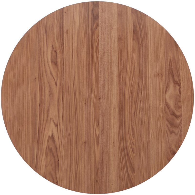 Pemberly Row Round Pedestal Dining Table in Brown with Tapered Legs