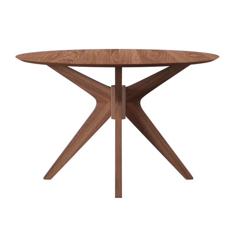 Pemberly Row Round Pedestal Dining Table in Brown with Tapered Legs