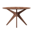 Pemberly Row Round Pedestal Dining Table in Brown with Tapered Legs