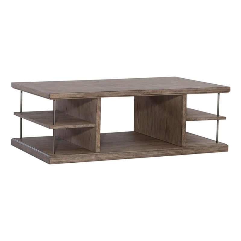 Pemberly Row 3-Piece Wood Cocktail Table Set in Burnished Beige