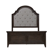 Pemberly Row Queen Upholstered Bed in Saddle Brown with Arched Crown